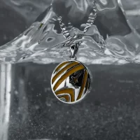 Holzkern Command Halskette Jade/Silber