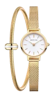 Damenuhr, Saphirglas Set mit beiliegendem, goldfarbenem Armband mit goldweißem Charm - Bering Modell: 11022-334-Lovely-1-GWP170