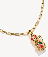 Thomas Sabo Charm-Anhänger, Winkekatze bunt, aus Silber, vergoldet und Kaltemail