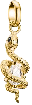 Thomas Sabo Charm-Anhänger, Schlange mit weißem Edelstein, aus Silber, vergoldet