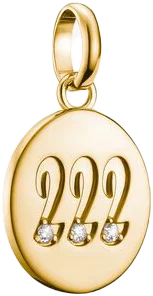 Charm-Anhänger, Engelszahlen 222, mit weißen Edelsteinen, aus Silber, vergoldet - Thomas Sabo Modell: CC1249-414-14