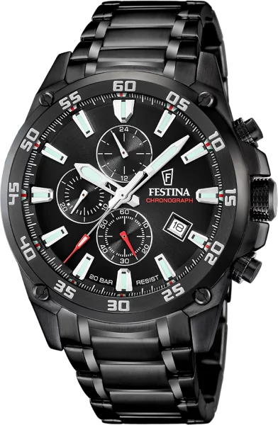 Herrenuhr Chronograph schwarzes Zifferblatt Festina Modell 207353