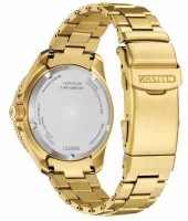 Citizen Herrenuhr Modell: BN0262-59W mit grünem Zifferblatt, goldfarbenem Edelstahlgehäuse und Edelstahlarmband