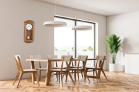 Pendeluhr aus Erchenholz mit goldfarbenem Glasdekor -...