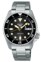 Herrenuhr - Edelstahl, Schwarzes Zifferblatt - Seiko...