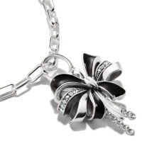 Thomas Sabo Charm-Anhänger Schleife schwarz Connect Silber