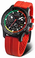 Orologio da uomo nero con cinturino in silicone rosso -...