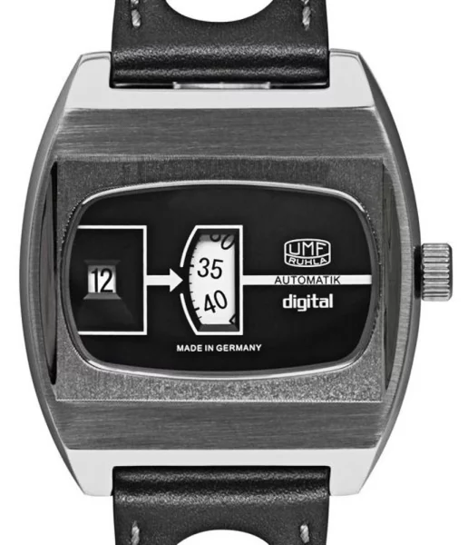 Orologio da uomo nero con cinturino in pelle - Modello UMF Ruhla: 1434-2