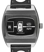 Orologio da uomo nero con cinturino in pelle - Modello...