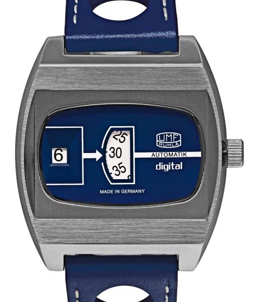 Orologio da uomo in pelle blu - UMF Ruhla Jumping Hour Automatico: 1434-3
