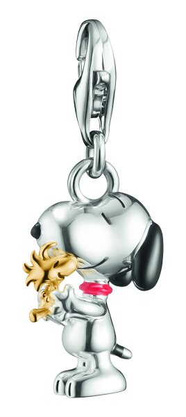 Ciondolo Charm in argento riciclato 925 placcato in oro 18k con smalto freddo Snoopy & Woodstock Friends Motiv Thomas Sabo Modello: 2228-427-7