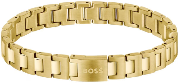 Herrenarmband aus vergoldetem Edelstahl mit polierten und gebürsteten Gliedern - BOSS Candor, Modell: 1580753