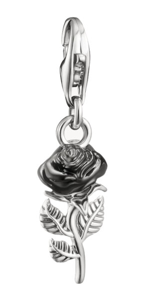 Charm-Anhänger aus geschwärztem 925 Sterlingsilber mit schwarzer Rose aus Emaille - Thomas Sabo Modell: 2232-664-11