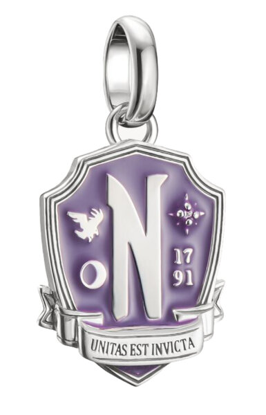 Charm-Anhänger aus geschwärztem 925er Sterlingsilber mit Nevermore-Motiv und violetter Emaille, Thomas Sabo Charm Club Connect Modell: CC1316-691-13