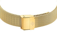 Damenuhr Gold Edelstahl Milanaise Funkquarz Analog Weiß Zifferblatt MTLA-10949-12M