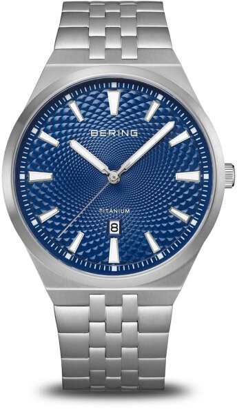 Herrenuhr, Gebürstetes Titangehäuse, Blaues Zifferblatt - BERING Modell: 16141-707