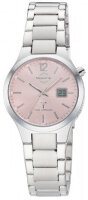 Damen Funkuhr elegant, Edelstahl-Armband, rosa Zifferblatt - Master Time Modell: MTLA-10914-81M