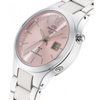 Damen Funkuhr elegant, Edelstahl-Armband, rosa Zifferblatt - Master Time Modell: MTLA-10914-81M