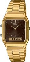 Casio Vintage Herrenuhr AQ-230GA-5AMQYES Gold Braun Analog-Digital Edelstahl