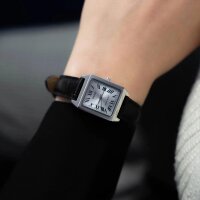 Damenuhr, Analog-Uhr mit Lederarmband, Silbernes...