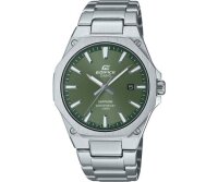 Herrenuhr, flache Edelstahl Edifice - Grünes...