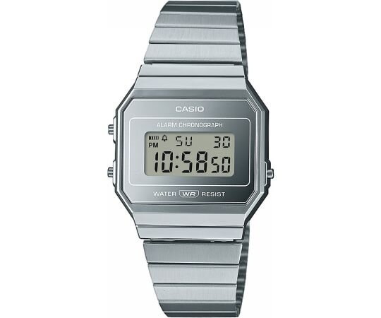 Herrenuhr, Vintage Edelstahl-Digitaluhr - Silbernes Zifferblatt - Casio Modell A700WEV-7AEF