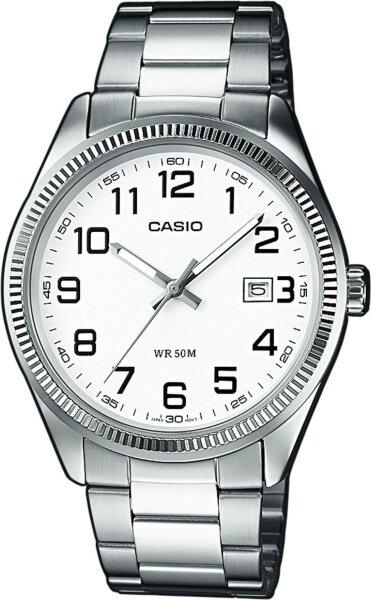 Herrenuhr, Quarzuhr aus Edelstahl - weißes Zifferblatt - Casio Modell: MTP-1302PD-7BVEF
