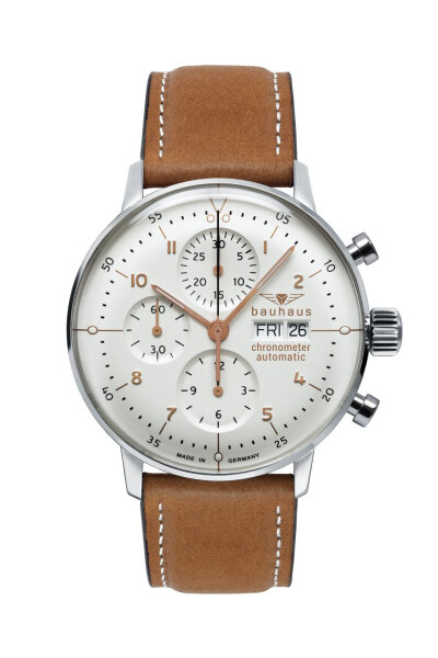 Herrenuhr, Automatik Chronometer aus Edelstahl - Weißes Zifferblatt - Bauhaus Modell: 20205