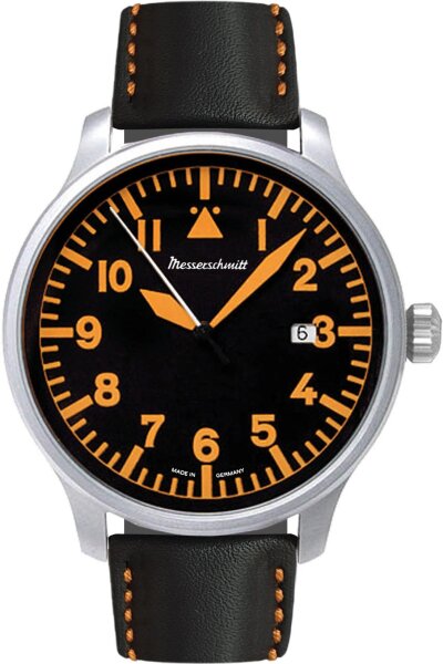 Herrenuhr, Quarz Edelstahl- Schwarzes Blatt - Messerschmitt Modell: ME-42OBL