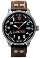 Herrenuhr, Fliegeruhr aus Edelstahl- Schwarzes...