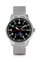 Herrenuhr, Automatik-Fliegeruhr aus Edelstahl - Schwarzes Zifferblatt - Messerschmitt Modell: BF108-90M