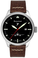 Herrenuhr, Fliegeruhr aus Edelstahl - Schwarz - Messerschmitt Modell: ME262-47