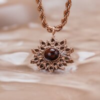 Suncatcher Halskette aus Walnussholz und Roségold - Holzkern Modell: 9010631025298