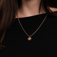 Halskette aus Edelstahl - Sonnenblume - Holzkern Modell:...