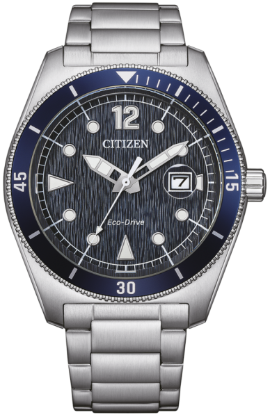 Herrenuhr, Eco-Drive Sportuhr aus Edelstahl - Blaues Zifferblatt - Citizen Modell: AW1881-52L