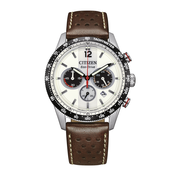 Herrenuhr, Chronograph aus Edelstahl- Weißes Zifferblatt - Citizen Modell: CA4714-04A