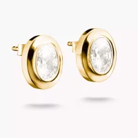 Ohrstecker Oval mit Zirkoniasteinen 18k Vergoldung