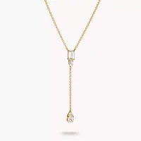 Kette Y-Form mit weißen Zirkoniasteinen Bold Elegance 18k Vergoldung