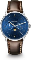 Herrenuhr mit blauem Zifferblatt und Lederarmband - Sternglas Modell: S01-NM06-BR03